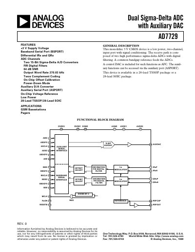 Analog Devices AD7729 Datasheet