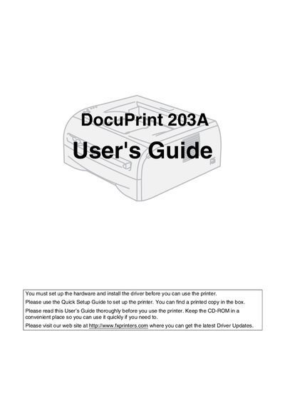 Fuji Xerox DocuPrint 203A User Manual - cover page