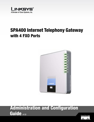 Linksys SPA400 Internet Telephony Gateway Administration and Configuration Guide - cover page