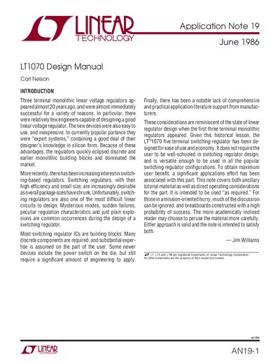 LINEAR AN19-1 Data Sheet - cover page