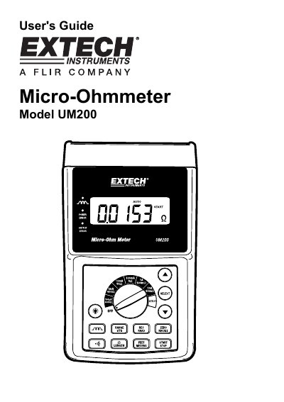 Micro UM200 Micro-Ohmmeter User's Guide - cover page