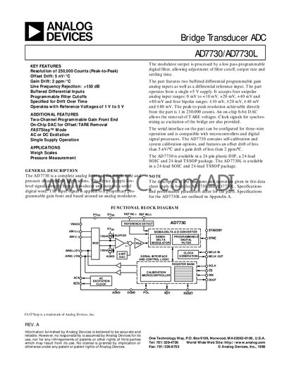 Analog Devices AD7730/AD7730L Datasheet - cover page