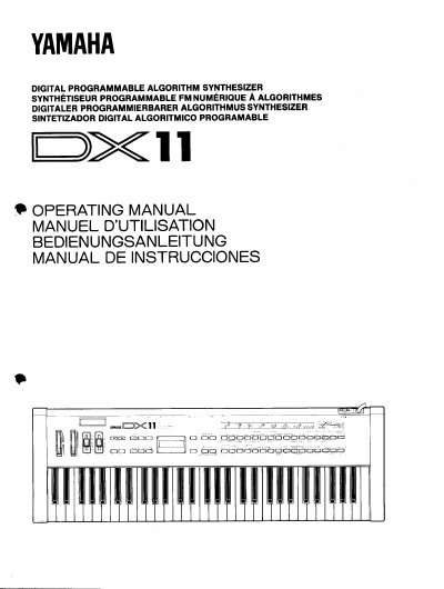 Yamaha DX11 Digital Programmable Algorithm Synthesizer Operating Manual - cover page