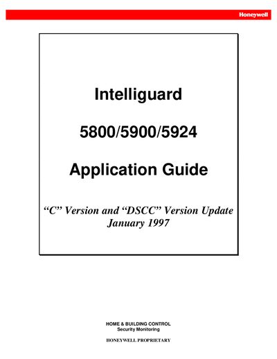 Honeywell Intelliguard 5800/5900/5924 Application Guide - cover page