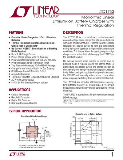 Linear Technology LTC1733 Datasheet - cover page