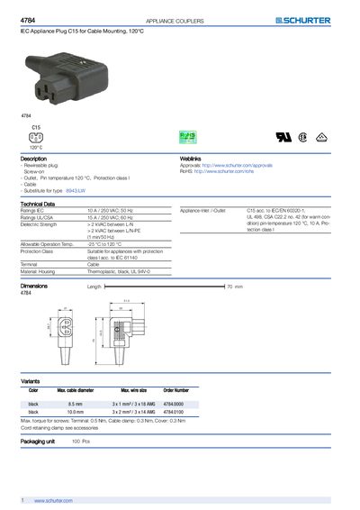 SCHURTER 4784 Appliance Couplers Handbook - cover page