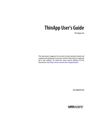 VMware ThinApp 4.6 User Guide - cover page