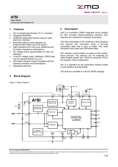 ZMD A²SI Advanced AS-Interface IC Data Sheet - cover page