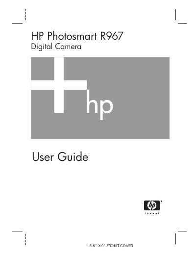 HP Photosmart R967 Digital Camera User Guide - cover page