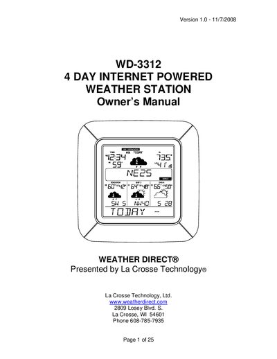 La Crosse Technology WD-3312 Weather Station Owner's Manual - cover page