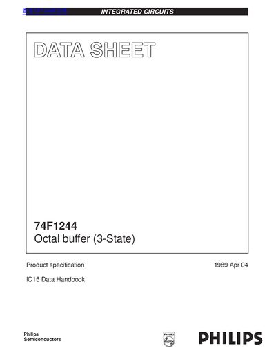 Philips 74F1244 Octal Buffer (3-State) Data Sheet - cover page