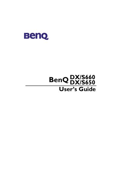 BenQ DX/S660 DX/S650 Projector User's Guide