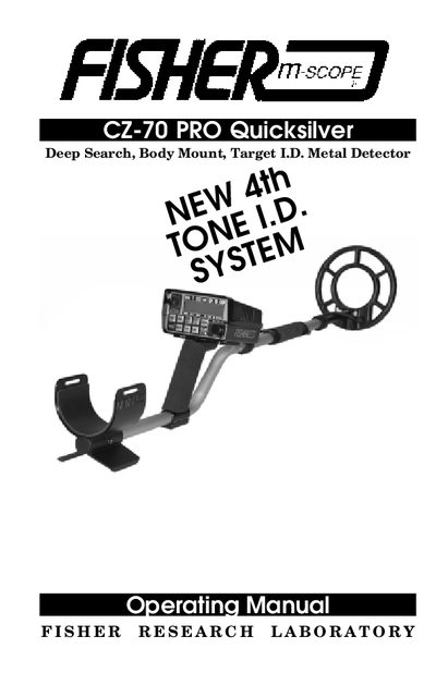 Fisher CZ-70 Pro Quicksilver Metal Detector Operating Manual - cover page