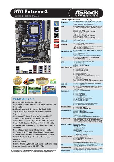 ASRock 870 Extreme3 Motherboard User Manual - cover page