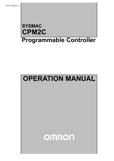 Omron CPM2C Programmable Controller Operation Manual