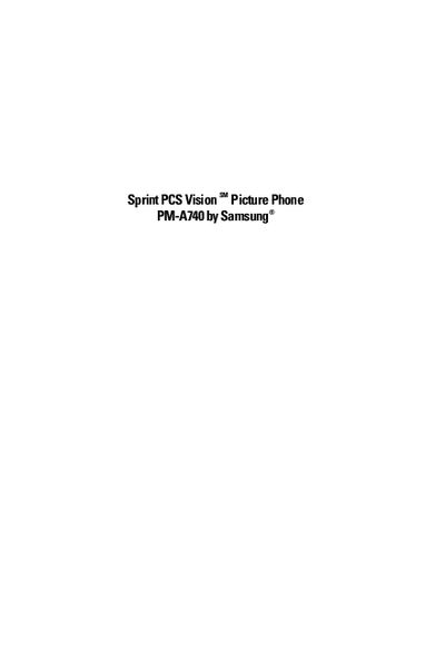 Samsung Sprint PCS Vision Picture Phone PM-A740 Manual - cover page