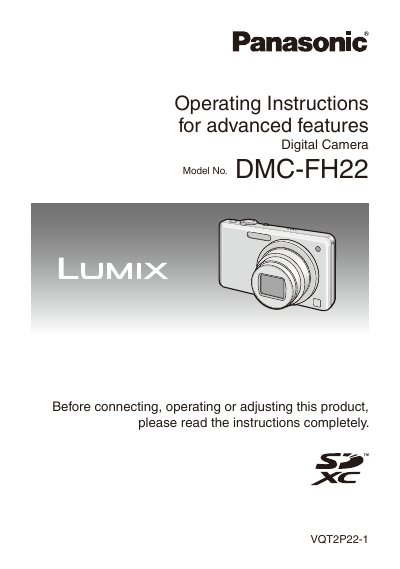 Panasonic DMC-FH22 Digital Camera Operating Instructions