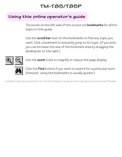 Epson TM-T85/T85P Thermal Line Printer Operator’s Manual - cover page