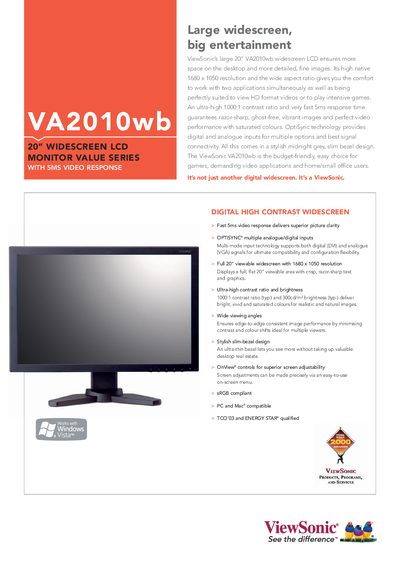 ViewSonic VA2010wb User Manual - cover page