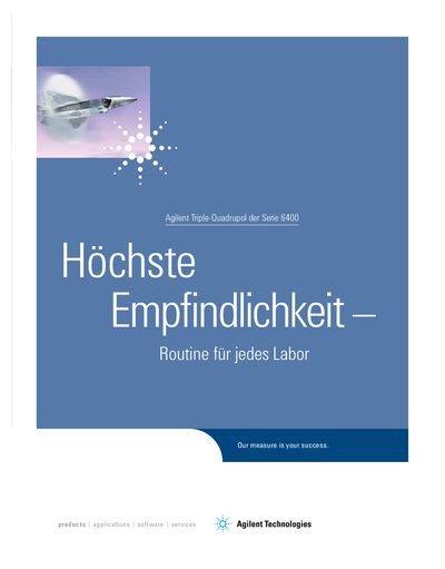Agilent 6400 Series Triple Quadrupole LC/MS Systems Product Brochure - cover page