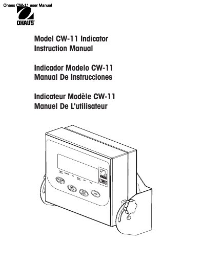 Ohaus CW-11 Indicator Instruction Manual - cover page