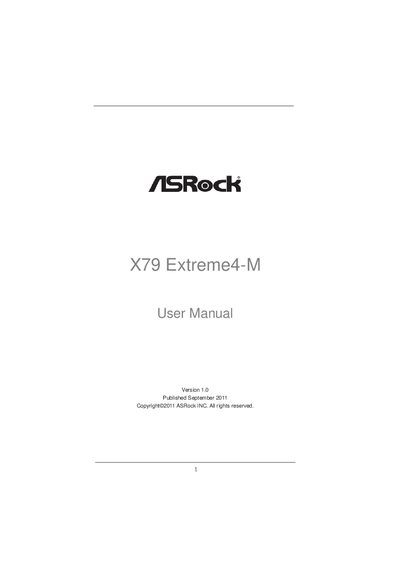 ASRock X79 Extreme4-M User Manual - cover page