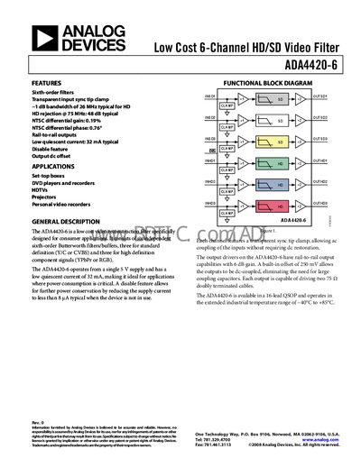 Analog Devices ADA4420-6 Datasheet - cover page