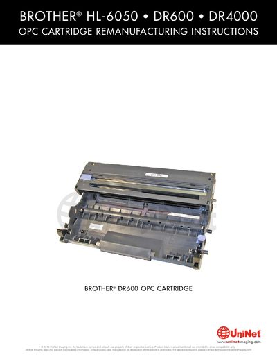 Brother HL-6050 OPC Cartridge Remanufacturing Instructions - cover page