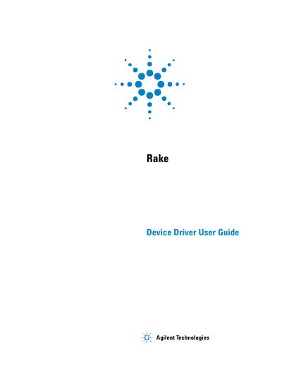 Agilent Rake Device Driver User Guide - cover page