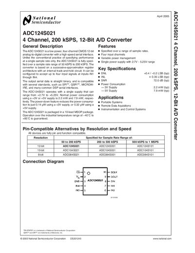 National Semiconductor ADC124S021 Datasheet - cover page