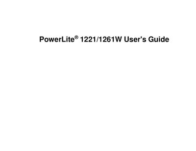 Epson PowerLite 1221/1261W User Manual - cover page