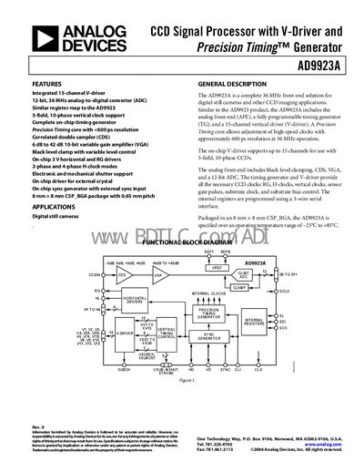 Analog Devices AD9923A Datasheet - cover page