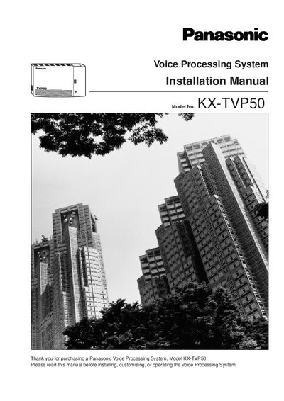 Panasonic KX-TVP50 Voice Processing System Installation Manual - cover page