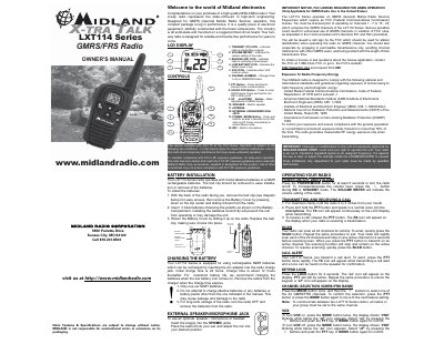 Midland LXT114 Series GMRS/FRS Radio Owner's Manual - cover page