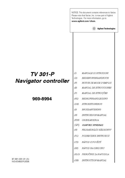 Agilent Technologies TV301-P Navigator Controller 969-8994 handbook - cover page