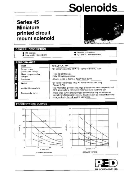 BLP Components PED 45 Series Product Leaflet - cover page