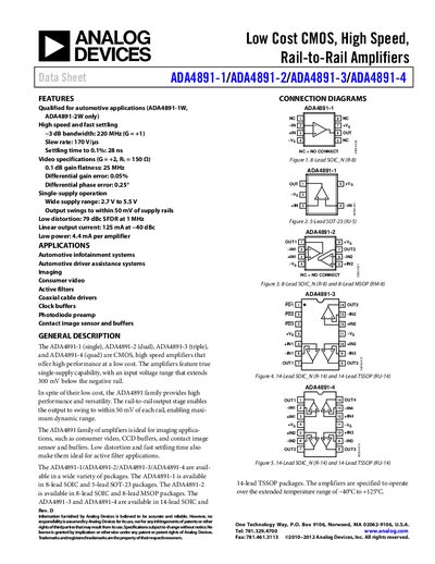 ANALOG DEVICES ADA4891-3 English products handbook Rev D - cover page