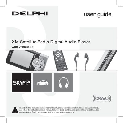 Delphi SKYFi XM Satellite Radio Digital Audio Player User Guide - cover page
