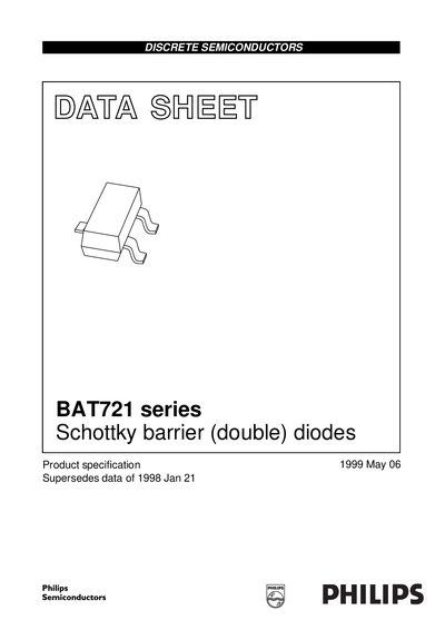 Philips BAT721 Series Schottky Diode Datasheet - cover page