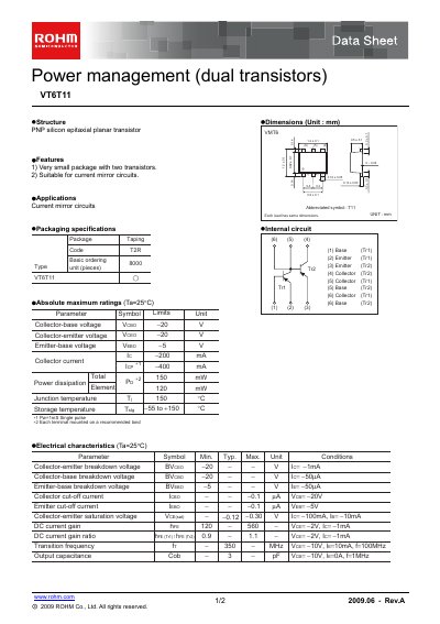 ROHM VT6T11 Datasheet - cover page