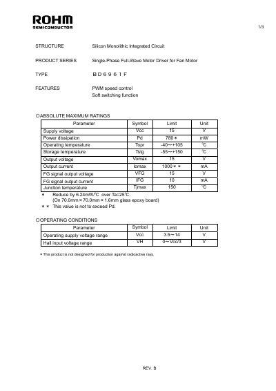 ROHM BD6961F Datasheet - cover page