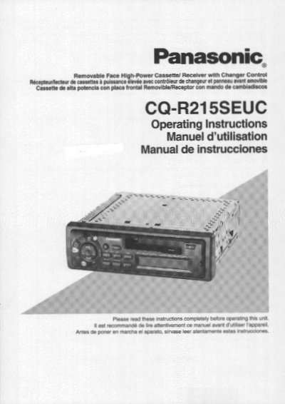 Panasonic CQ-R215SEUC Car Stereo User Manual - cover page
