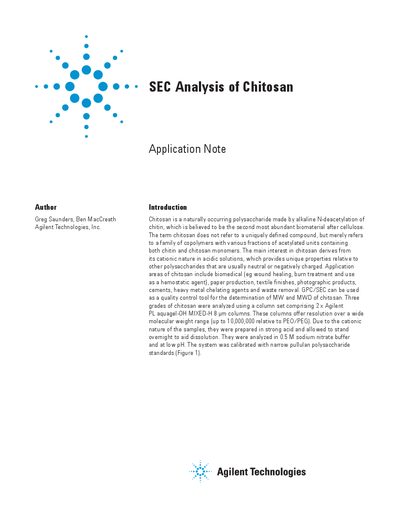 Agilent SEC Analysis of Chitosan Application Note - cover page