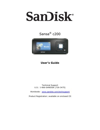 SanDisk Sansa c200 User's Guide