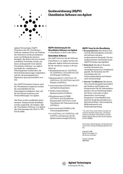 Agilent ChemStation A.06.01+ Device Validation (OQ/PV) Procedures - cover page