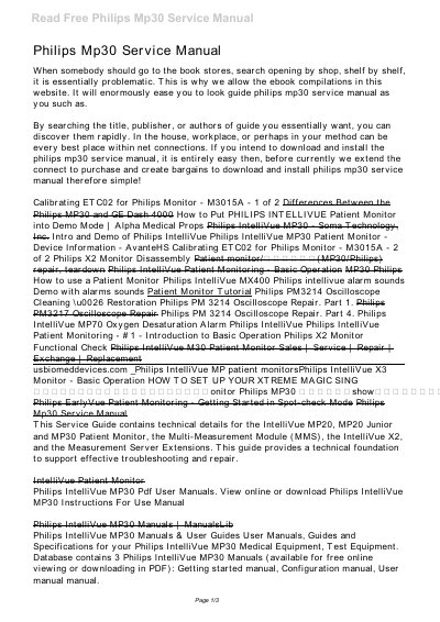 Philips IntelliVue MP30 Patient Monitor Service Manual - cover page