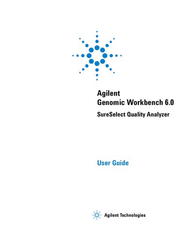 Agilent Technologies Agilent Genomic Workbench 6.0 SureSelect Quality Analyzer User Guide - cover page