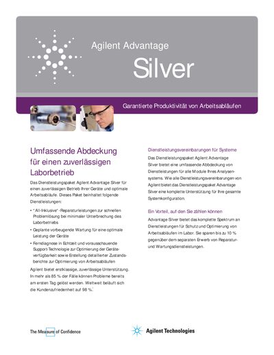 Agilent Advantage Silver Service Agreement Brochure - cover page