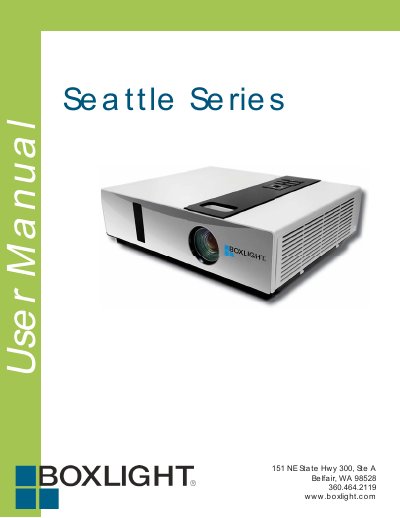 Boxlight Seattle Series 151 Projector User Manual - cover page