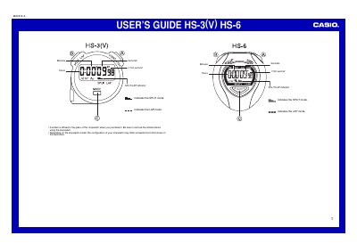Casio HS-3(V)/HS-6 Stopwatch User's Guide